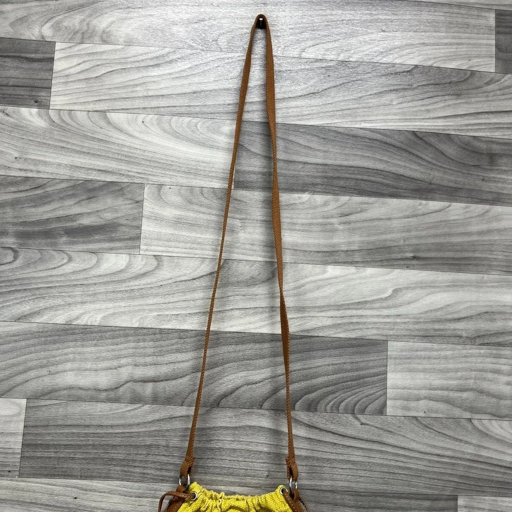 Vintage Fossil Crossbody Bag Purse Yellow Butterfly Motif‎ Mini Graphic Canvas - Picture 6 of 13